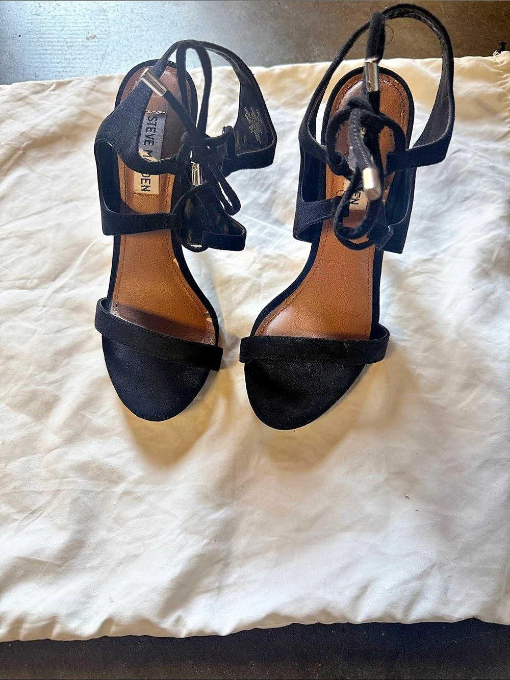 Steve Madden Faction Black Ankle Strap Heels